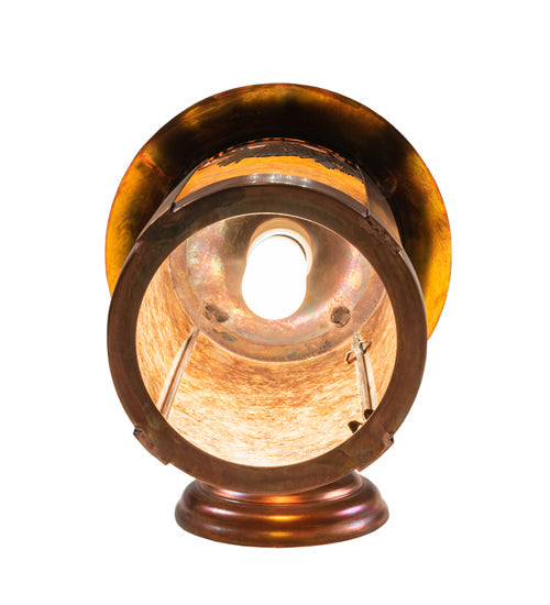 Meyda Lighting Fulton 8" Vintage Copper Winter Pine Solid Mount Wall Sconce With Amber Mica Shade Glass