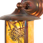Meyda Lighting Fulton 8" Vintage Copper Winter Pine Solid Mount Wall Sconce With Amber Mica Shade Glass