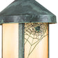 Meyda Lighting Fulton 9" Verdigris Spider Web Mini Pendant Light With Beige Iridescent Shade Glass