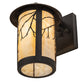 Meyda Lighting Fulton Branches 8" Craftsman Brown Solid Mount Wall Sconce With Beige Art Shade Glass