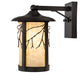 Meyda Lighting Fulton Branches 8" Craftsman Brown Solid Mount Wall Sconce With Beige Art Shade Glass