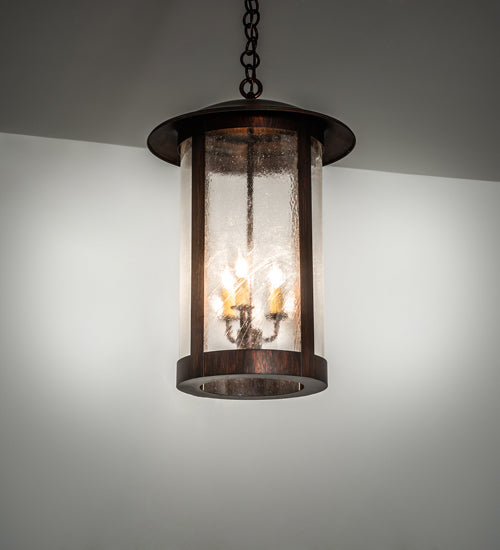 Meyda Lighting Fulton Lake Charles 14" 3-Light Rokusho Pendant Light With Clear Seeded Shade Glass