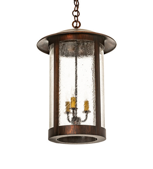 Meyda Lighting Fulton Lake Charles 14" 3-Light Rokusho Pendant Light With Clear Seeded Shade Glass