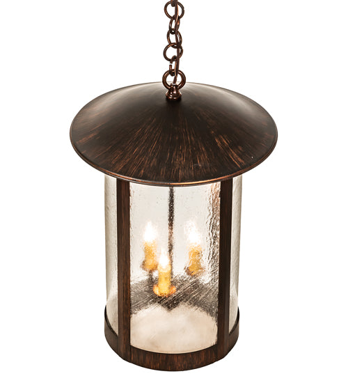 Meyda Lighting Fulton Lake Charles 14" 3-Light Rokusho Pendant Light With Clear Seeded Shade Glass