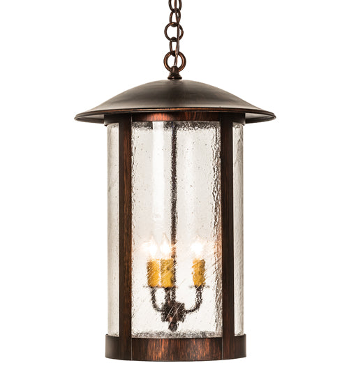 Meyda Lighting Fulton Lake Charles 14" 3-Light Rokusho Pendant Light With Clear Seeded Shade Glass