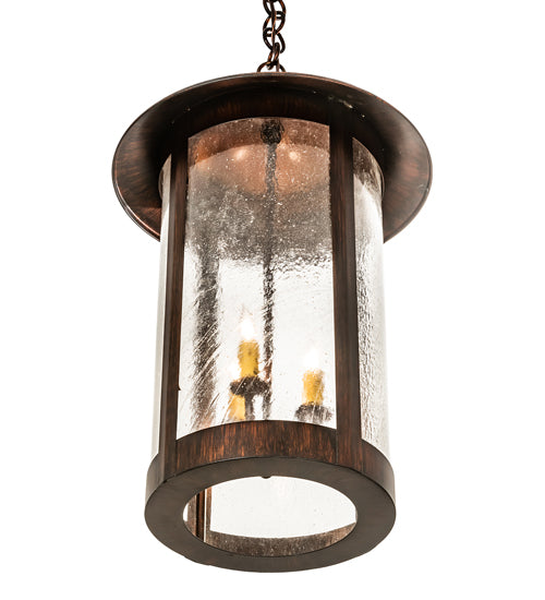 Meyda Lighting Fulton Lake Charles 14" 3-Light Rokusho Pendant Light With Clear Seeded Shade Glass