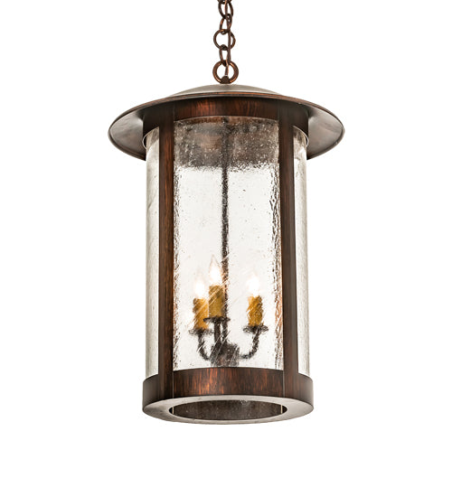 Meyda Lighting Fulton Lake Charles 14" 3-Light Rokusho Pendant Light With Clear Seeded Shade Glass