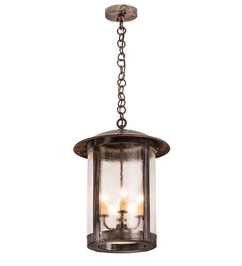 Meyda Lighting Fulton Lake Charles 14" 4-Light Vintage Copper Pendant Light With Clear Seeded Shade Glass