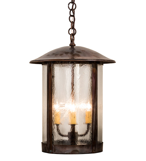 Meyda Lighting Fulton Lake Charles 14" 4-Light Vintage Copper Pendant Light With Clear Seeded Shade Glass