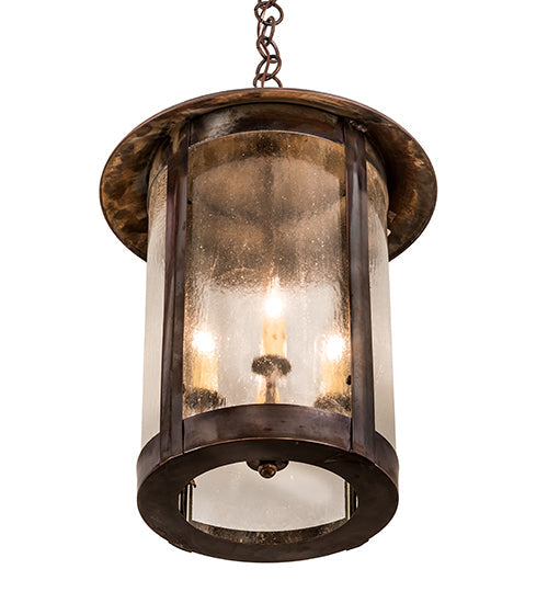 Meyda Lighting Fulton Lake Charles 14" 4-Light Vintage Copper Pendant Light With Clear Seeded Shade Glass