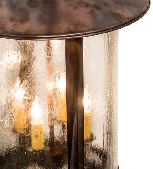 Meyda Lighting Fulton Lake Charles 14" 4-Light Vintage Copper Pendant Light With Clear Seeded Shade Glass