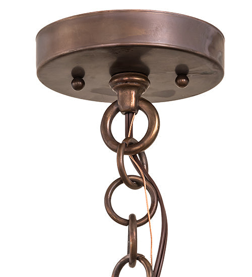 Meyda Lighting Fulton Lake Charles 14" 4-Light Vintage Copper Pendant Light With Clear Seeded Shade Glass
