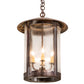 Meyda Lighting Fulton Lake Charles 14" 4-Light Vintage Copper Pendant Light With Clear Seeded Shade Glass