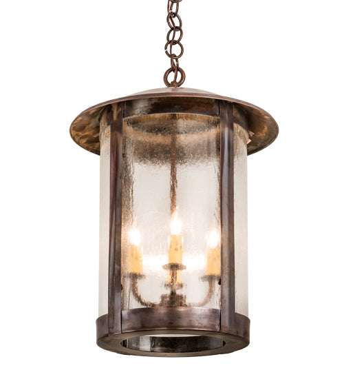 Meyda Lighting Fulton Lake Charles 14" 4-Light Vintage Copper Pendant Light With Clear Seeded Shade Glass