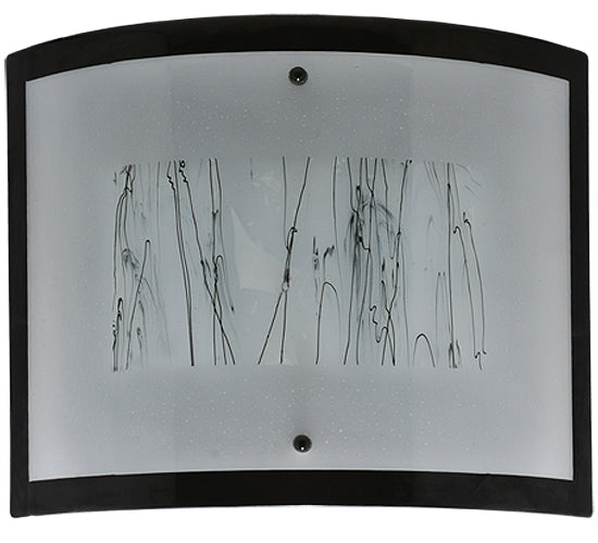 Meyda Lighting Fused Glass 24" 3-Light Mirror Black Twigs Wall Sconce With White & Black Twigs Shade Glass