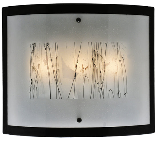 Meyda Lighting Fused Glass 24" 3-Light Mirror Black Twigs Wall Sconce With White & Black Twigs Shade Glass