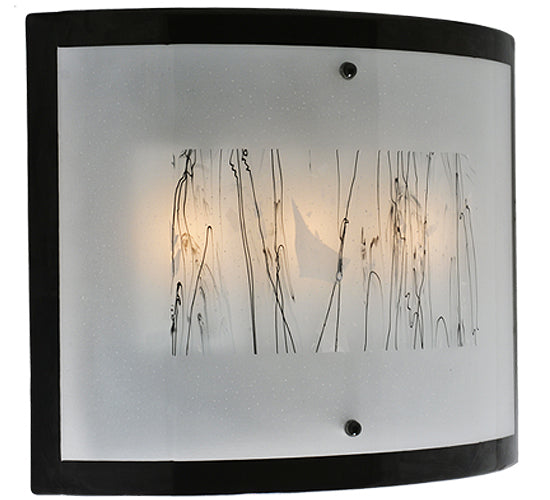 Meyda Lighting Fused Glass 24" 3-Light Mirror Black Twigs Wall Sconce With White & Black Twigs Shade Glass
