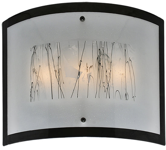 Meyda Lighting Fused Glass 24" 3-Light Mirror Black Twigs Wall Sconce With White & Black Twigs Shade Glass