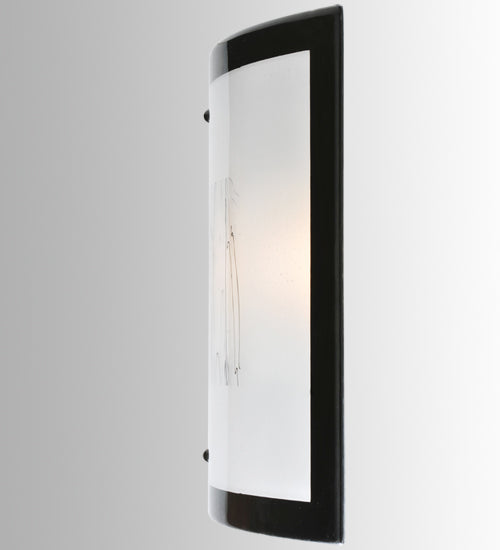 Meyda Lighting Fused Glass 24" 3-Light Mirror Black Twigs Wall Sconce With White & Black Twigs Shade Glass