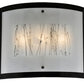 Meyda Lighting Fused Glass 24" 3-Light Mirror Black Twigs Wall Sconce With White & Black Twigs Shade Glass