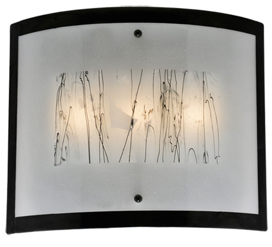 Meyda Lighting Fused Glass 24" 3-Light Mirror Black Twigs Wall Sconce With White & Black Twigs Shade Glass