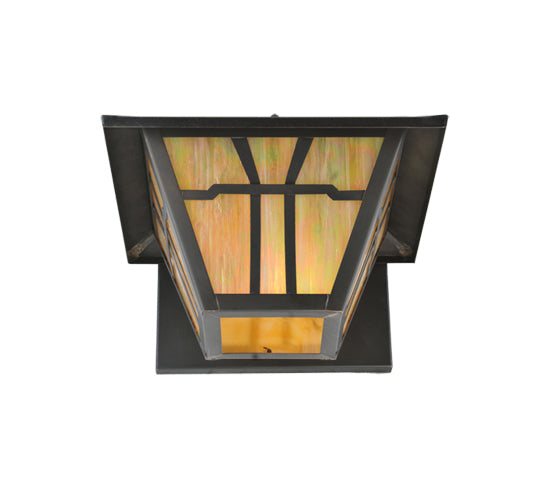 Meyda Lighting Gable 10" Craftsman Brown Wall Sconce With Beige Iridescent Shade Glass