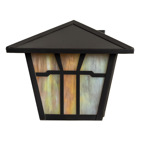 Meyda Lighting Gable 231454 10" Craftsman Brown Wall Sconce With Beige Iridescent Shade Glass