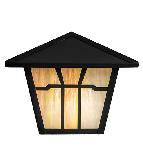 Meyda Lighting Gable 231454 10" Craftsman Brown Wall Sconce With Beige Iridescent Shade Glass