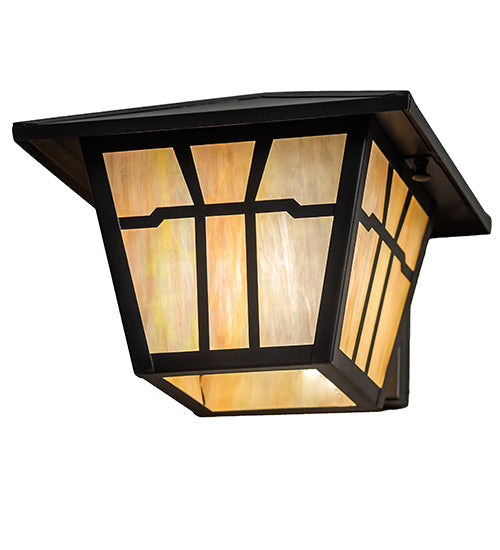 Meyda Lighting Gable 231454 10" Craftsman Brown Wall Sconce With Beige Iridescent Shade Glass