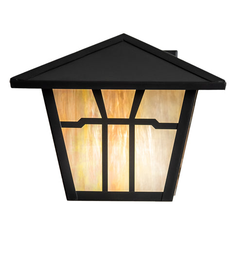 Meyda Lighting Gable 231454 10" Craftsman Brown Wall Sconce With Beige Iridescent Shade Glass