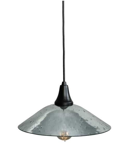 Meyda Lighting Galatia 12" Textured Black Pendant Light With Gray Seeded Mercury Shade Glass