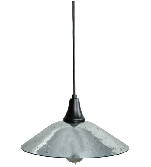 Meyda Lighting Galatia 12" Textured Black Pendant Light With Gray Seeded Mercury Shade Glass