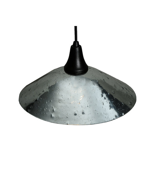 Meyda Lighting Galatia 12" Textured Black Pendant Light With Gray Seeded Mercury Shade Glass