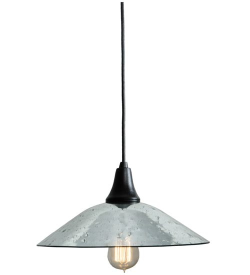 Meyda Lighting Galatia 12" Textured Black Pendant Light With Gray Seeded Mercury Shade Glass