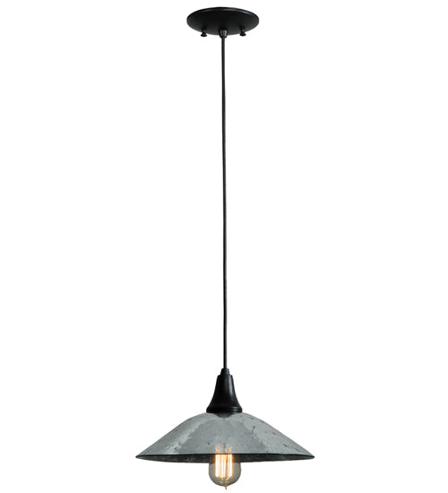 Meyda Lighting Galatia 12" Textured Black Pendant Light With Gray Seeded Mercury Shade Glass