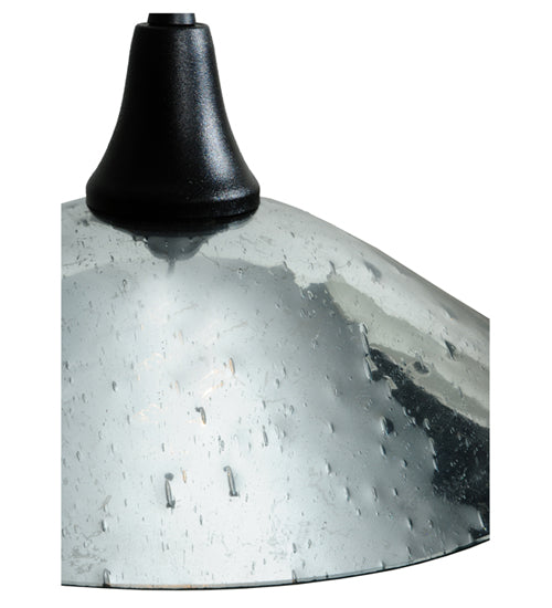 Meyda Lighting Galatia 12" Textured Black Pendant Light With Gray Seeded Mercury Shade Glass