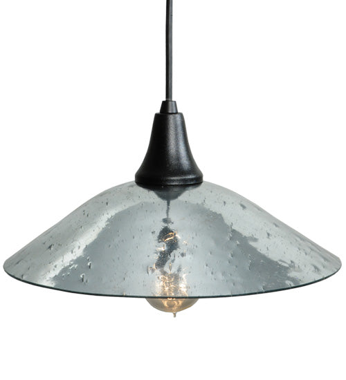 Meyda Lighting Galatia 12" Textured Black Pendant Light With Gray Seeded Mercury Shade Glass