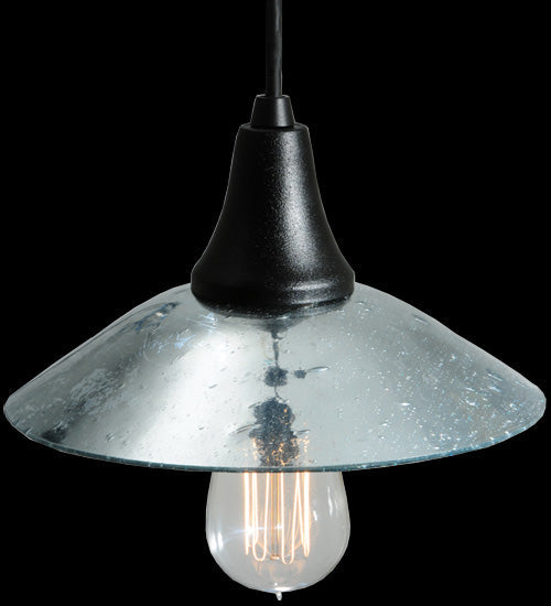 Meyda Lighting Galatia 8" Textured Black Pendant Light With Gray Seeded Mercury Shade Glass