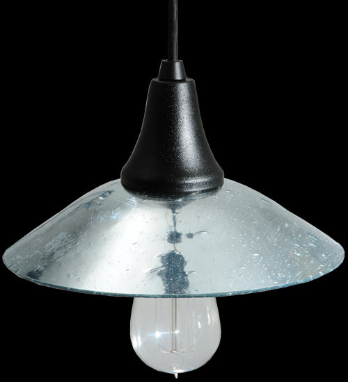 Meyda Lighting Galatia 8" Textured Black Pendant Light With Gray Seeded Mercury Shade Glass