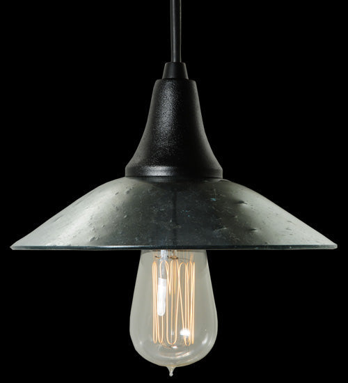 Meyda Lighting Galatia 8" Textured Black Pendant Light With Gray Seeded Mercury Shade Glass