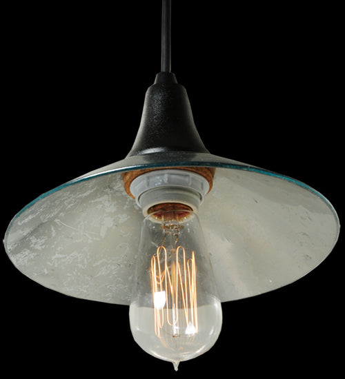 Meyda Lighting Galatia 8" Textured Black Pendant Light With Gray Seeded Mercury Shade Glass