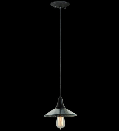 Meyda Lighting Galatia 8" Textured Black Pendant Light With Gray Seeded Mercury Shade Glass