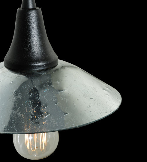 Meyda Lighting Galatia 8" Textured Black Pendant Light With Gray Seeded Mercury Shade Glass