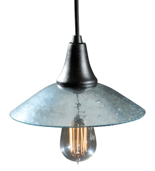 Meyda Lighting Galatia 8" Textured Black Pendant Light With Gray Seeded Mercury Shade Glass