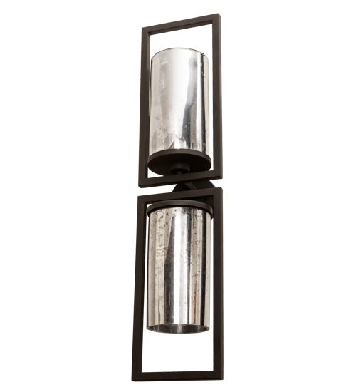 Meyda Lighting Galatia 9" 2-Light Wrought Iron Wall Sconce With Faux Mercury Shade Glass