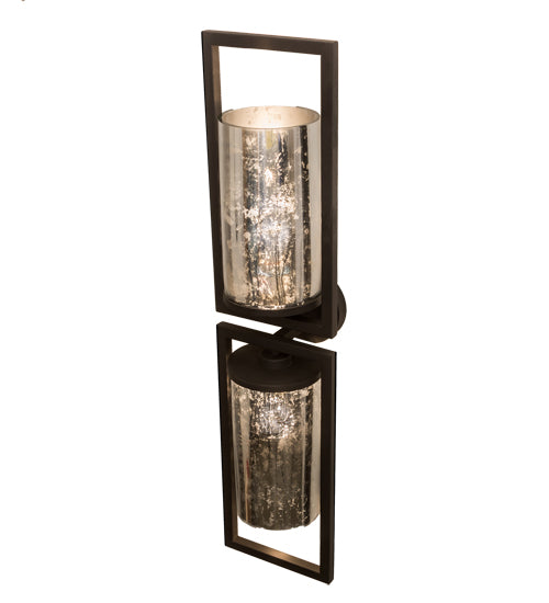 Meyda Lighting Galatia 9" 2-Light Wrought Iron Wall Sconce With Faux Mercury Shade Glass