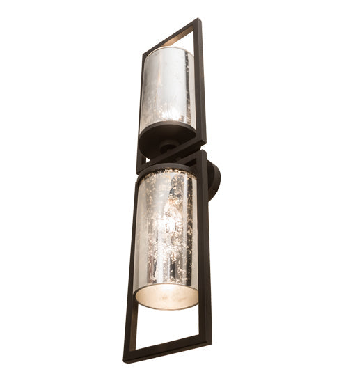 Meyda Lighting Galatia 9" 2-Light Wrought Iron Wall Sconce With Faux Mercury Shade Glass