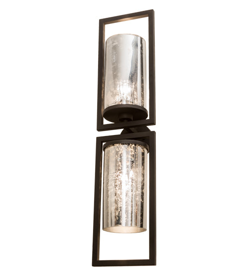 Meyda Lighting Galatia 9" 2-Light Wrought Iron Wall Sconce With Faux Mercury Shade Glass