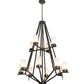 Meyda Lighting Galen 42" 12-Light 2-Tier Timeless Bronze Chandelier With Frosted Clear Statuario Idalight Shade