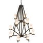 Meyda Lighting Galen 42" 12-Light 2-Tier Timeless Bronze Chandelier With Frosted Clear Statuario Idalight Shade